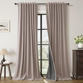 Taupe 100% Blackout Linen Curtains by Guken