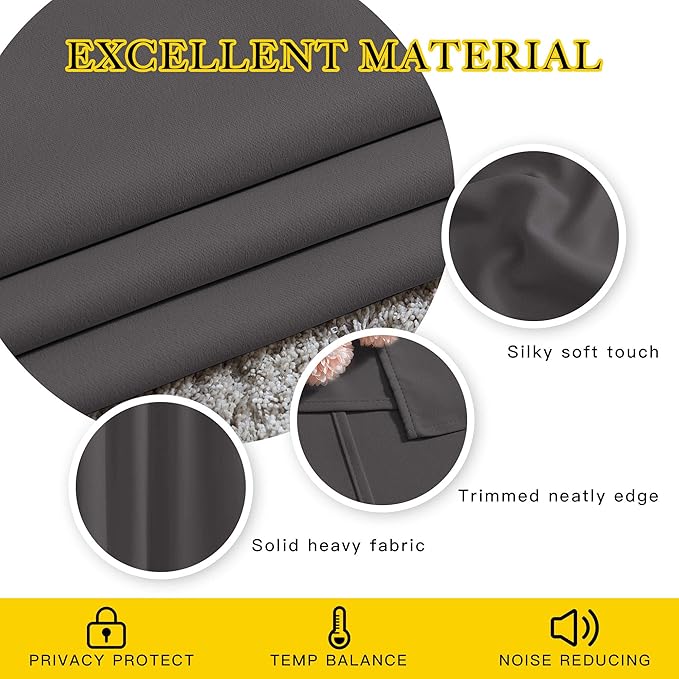 NICETOWN Grey Room Darkening Curtains Blackout 36 inch Curtains - Image 5