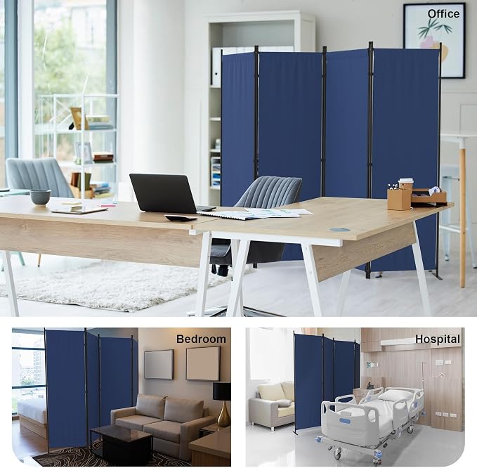 Room Partitions and Dividers 4 Panel Portable Wall w/ 3 Wider Feet Folding Room - Image 7