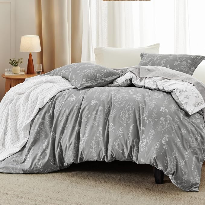 Bedsure Light Grey California King Comforter Set - Image 2