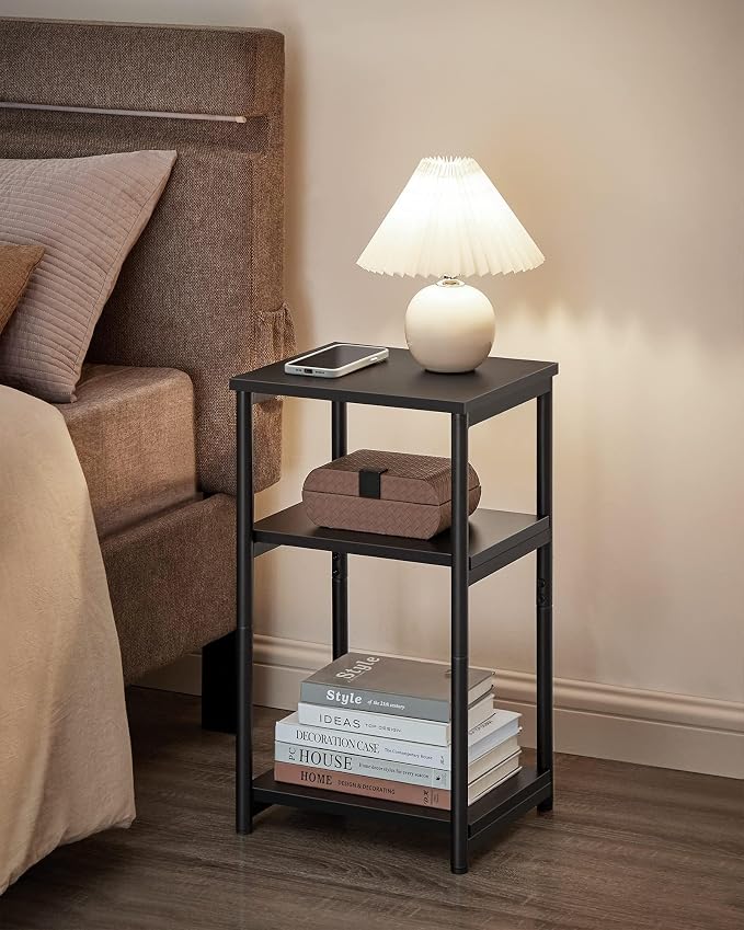 VASAGLE Side Table, Small End Table, Tall Nightstand, Steel Frame | - Image 4