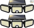 VIVOHOME Solar Flood Lights Outdoor, 256 LED 2500LM Motion Sensor Lights, 3 Adjustable Heads Security Lights, IP65 Waterproof, 270° Wide Lighting Angle Solar Powered Lights for Porch, Yard, 2 Pack