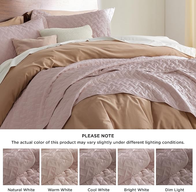 Bedsure Quilts Queen Size, Lightweight Comforter Set, Dusty Rose Bedspread | - Image 7