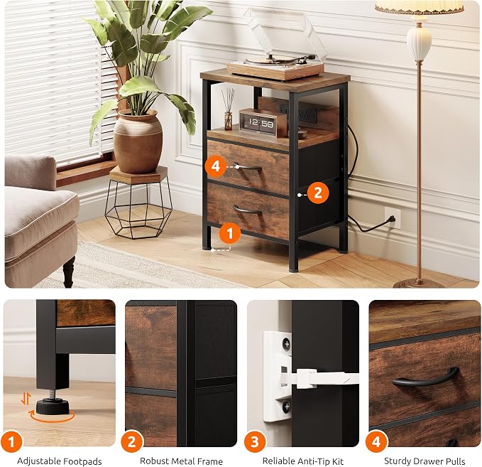 Lazzanto Night Stand with Charger Station - Image 5