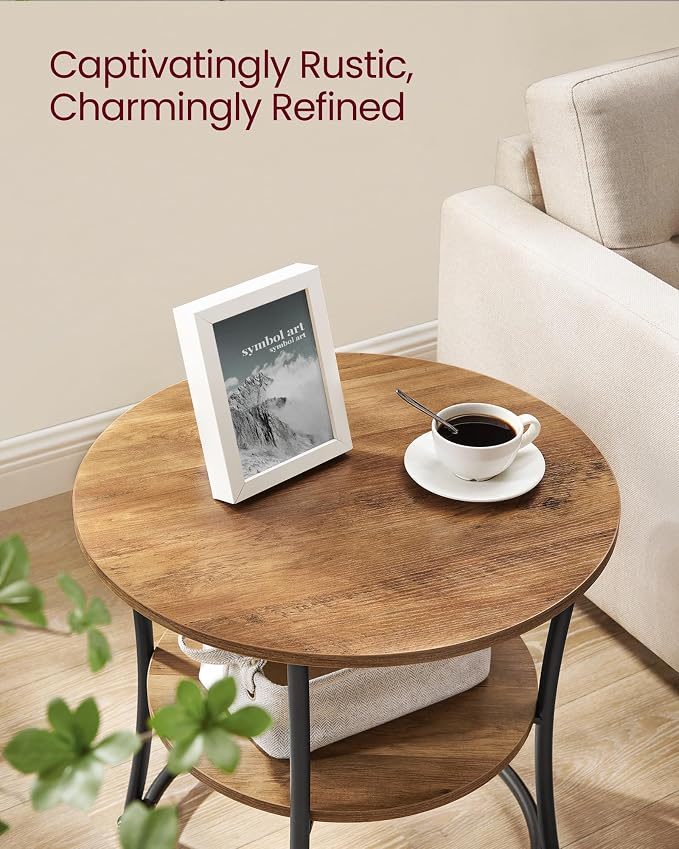 VASAGLE 21.7-Inch Round Side Table, 2-Tier End Table | Nightstand - Image 5