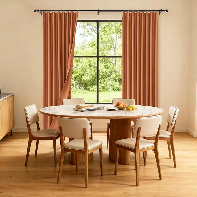 Etherealveil Terracotta Pinch Pleated Blackout Curtains 2 Panels 52"x84" | Back - Image 4