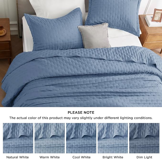 Bedsure Twin/Twin XL Quilt Bedspread, Lightweight Comforter, Mineral Blue | - Image 9
