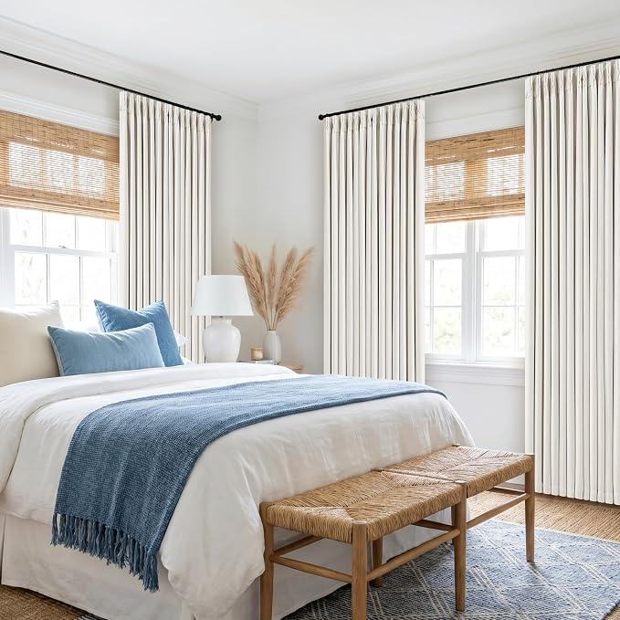 Ivory Cream Pleated 100% Blackout Linen Curtains 86 Inches Long | Memory Trained - Image 7