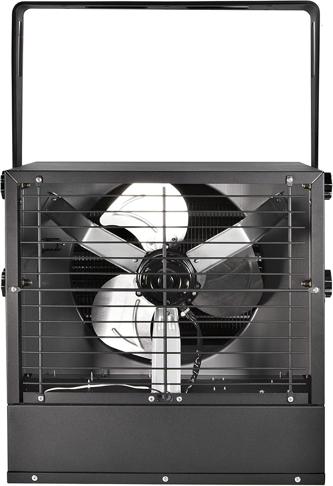Comfort Zone 10,000W Hard-Wired Garage Heater – Industrial & Commercial Ceiling Mount, 240V Fan-Forced Heater with Remote, Digital Thermostat, Timer, 2 Heat Settings, Overheat Protection, Black