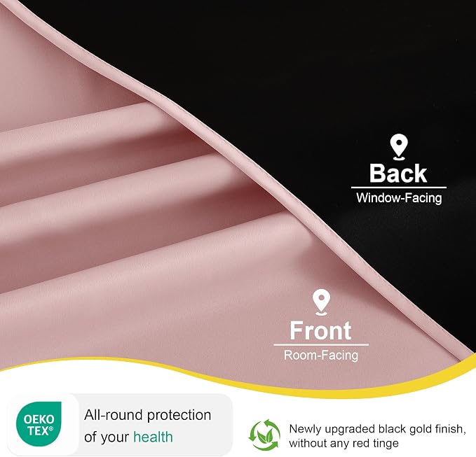 NICETOWN 100% Blackout Pink Nursery Curtains - Image 6