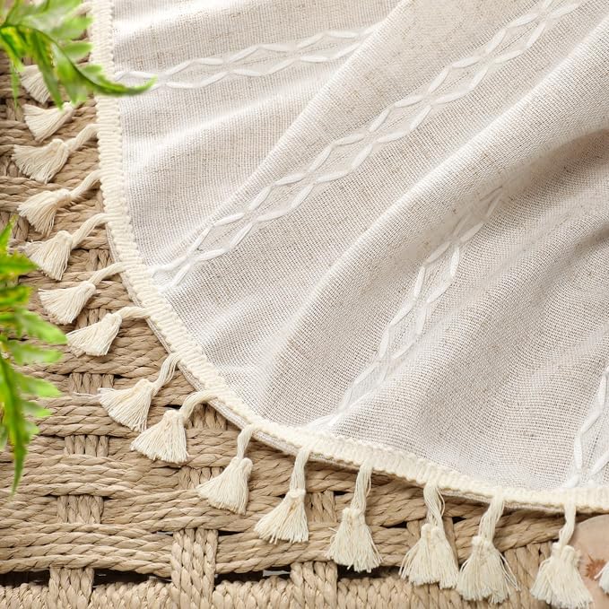Ivory 100% Boho Blackout Curtains 63 Inch 2 Panels - Image 4