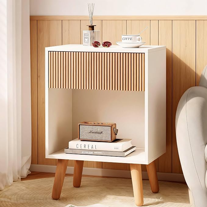 Fluted Nightstand, Modern Bedside Table by INNODToddlerTower
