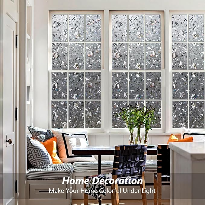 Kromapolis Window Privacy Film, Stained Glass, Non-Adhesive Renter-Friendly - Image 2