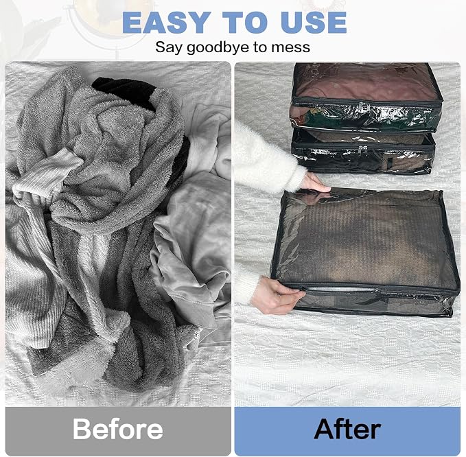 Clear Zippered Plastic Clothes Storage Bags, 6 Pack, Size: 12 x 12 x 4 Inch - Image 5