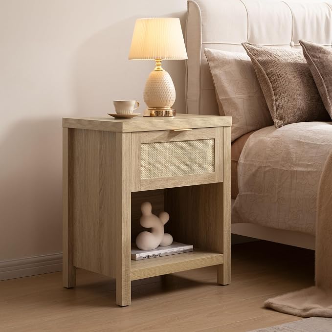 SICOTAS Rattan Nightstand 19.7" Boho Night Stand - Image 2