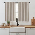 RYB HOME Natural Beige 100% Blackout Short Curtains 45 Inch Long | Thermal by RYBHOME