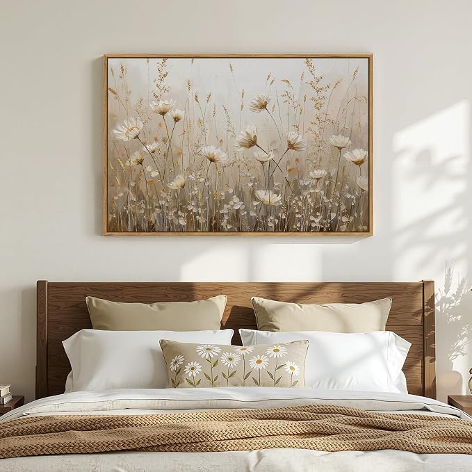 Framed Vintage Rustic Neutral Floral Wall Art - Image 2