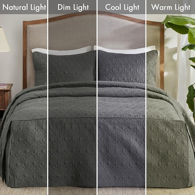 Madison Park Classic Traditional Damask Quilted Bedspread Set, All Season - Image 7