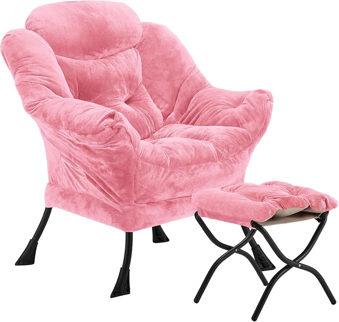 Youtanic Lazy Chair with Folding Ottoman, Accent Chair Plush Upholstered with by Youtanic