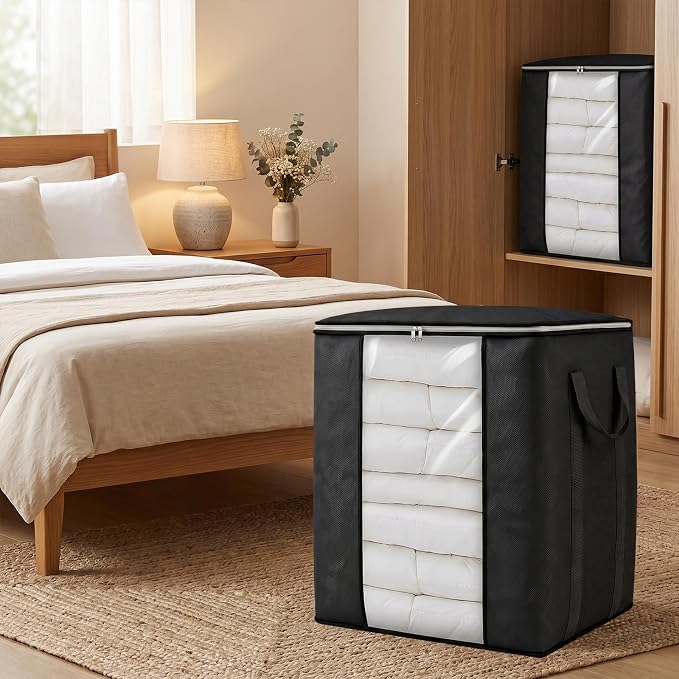 Blanket Storage Bags 120L for Comforter Clothes Bedding 2 Pack Black | - Image 6