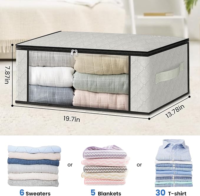 HomeHacks 3-Pack Clothes Organizer Storage Bags, 35L Storage Bins, Reinforced - Image 2