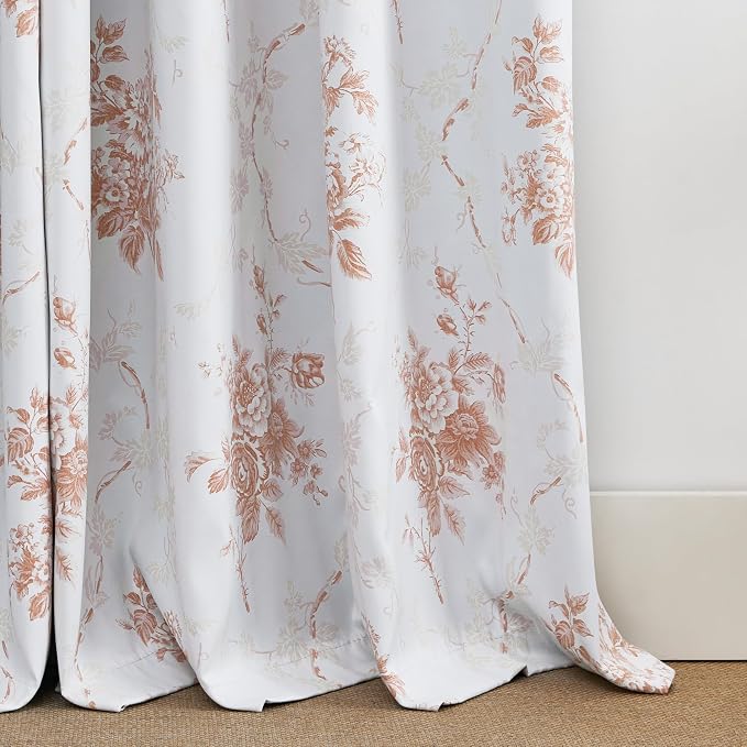 NICETOWN 100% Blackout Floral Taupe Curtains - Image 8