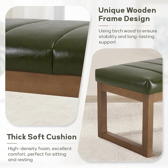 52.7" Bedroom Bench for End of Bed, Faux Leather Entryway Bench | Modern - Image 6