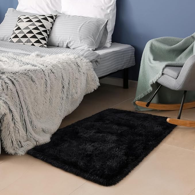 HOMORE Small Rugs for Bedroom 2x3 Feet Black Rug for Bedside Living Room | Soft by Homore