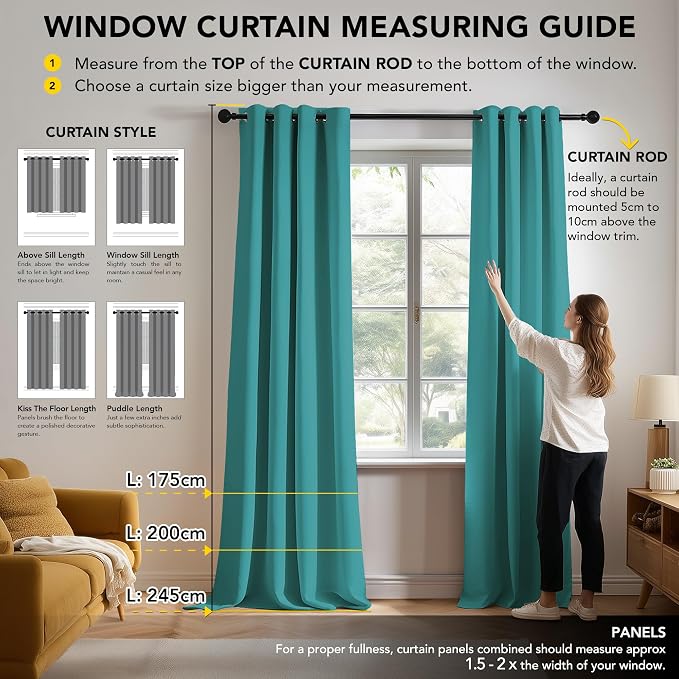 Deconovo Blackout Curtains for Bedroom and Living Room 84 Inches Long | Black - Image 7