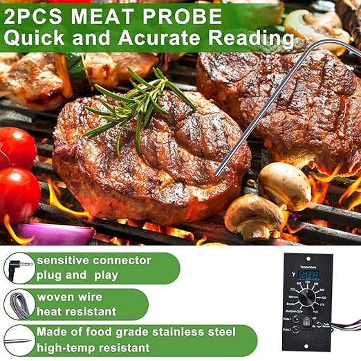 Digital Thermostat Kit Compatible with Traeger Pro 34 20 22 Series Wood Pellet Smoker Grills,Thermometer Control Panel Replacement Parts with Dual Meat Probe BAC365