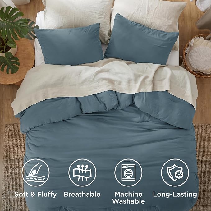 Bedsure California King Comforter Set, Slate Blue Soft Prewashed Bedding - Image 4