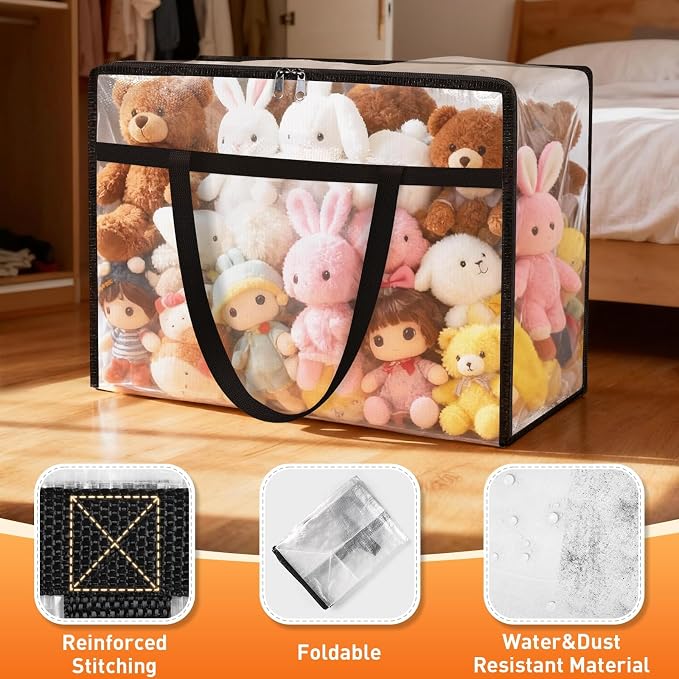 6 Packs 40L Clear Under Bed Storage Containers, Large Clothes Storage Bags | - Image 3