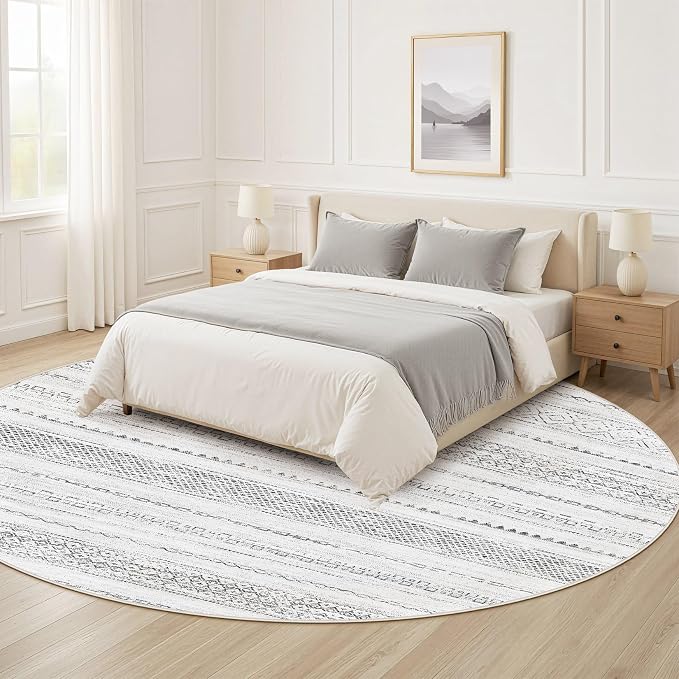 Nakagishi Area Rug Living Room Rugs: 4X4 Machine Washable Boho Large Neutral - Image 8