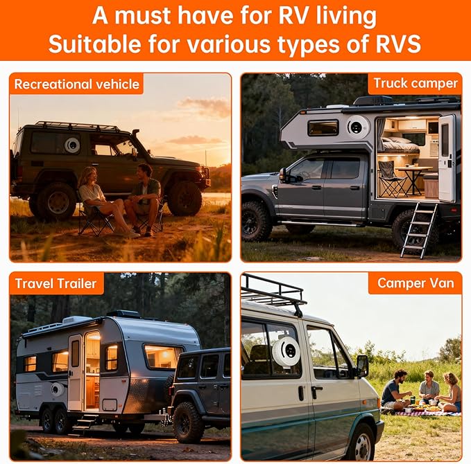 4-in-1 RV Propane Gas Detector, RV Carbon Monoxide Detectors, Smoke Detector, Natural Gas Detector, CH4/CO/LPG/Smoke Alarm, Battery Powered,LED Indicator,Surface Mount,for Travel Trailer,Truck Camper