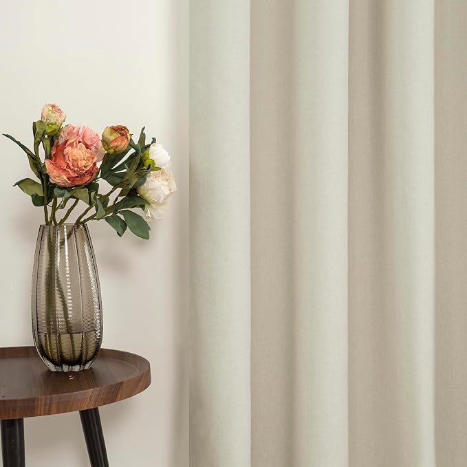YoungsTex Linen Blackout Curtains 63 Inch Length, Rustic Room Darkening Drapes - Image 7