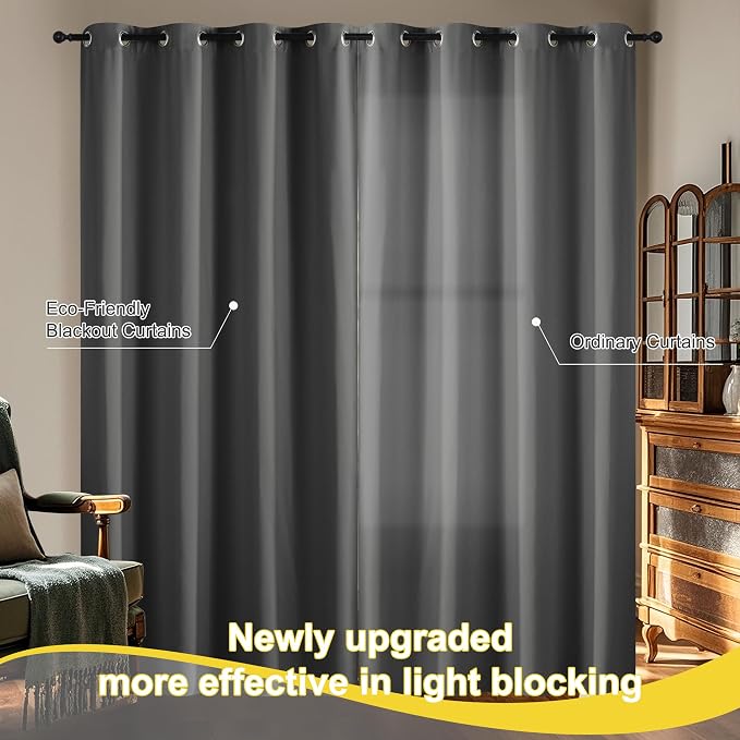 NICETOWN Grey 100% Blackout Curtains - Image 7