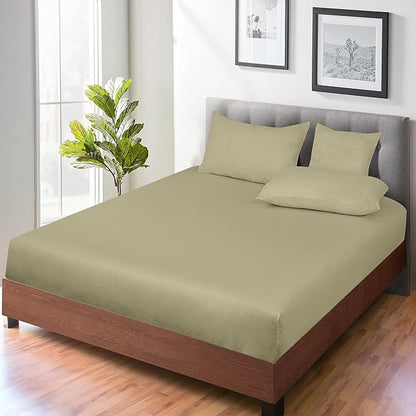 ROYALE LINENS 300 Thread Count 100% Long Staple Combed Cotton Fitted Sheet California King - Super Soft Deep Pocket Bottom Sheet - Fitted Sheets Only - Elastic Sheets (Cal King, Sage Green)