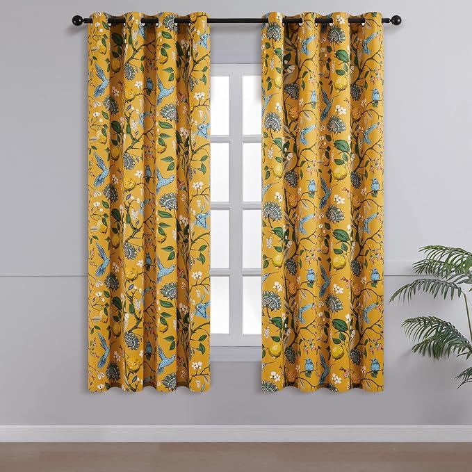 Topfinel 54 Inches Long Short Mustard Yellow Blackout Curtains - Image 2