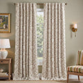 jinchan Taupe Floral Blackout Curtains 96 Inch Farmhouse Back Tab 2 Panels | by JINCHAN