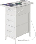 Huuger Narrow End Table with Charging Station, Side Table with 2 Drawers | Slim by Huuger
