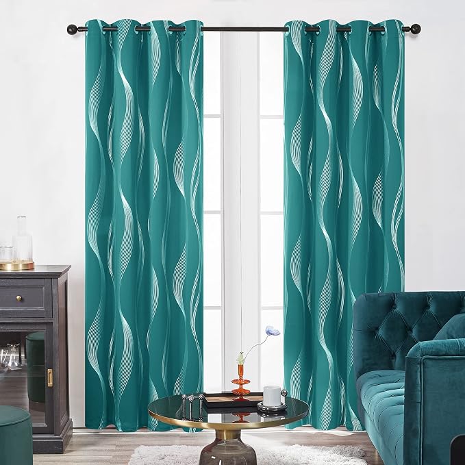 Deconovo Curtains for Living Room, Pattern Blackout Curtains 72 Inches Long | - Image 2