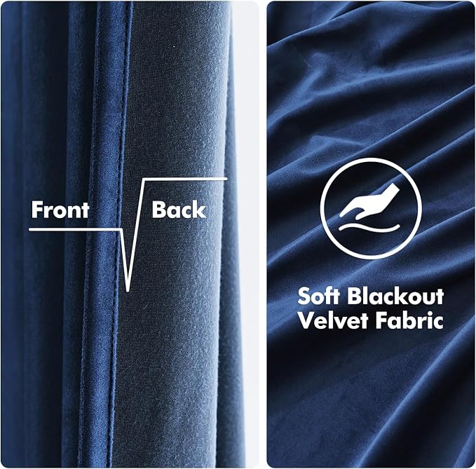 MIULEE Velvet Curtains Royal Blue 52 x 96 Inch Length Set of 2 | Grommet Drapes - Image 3