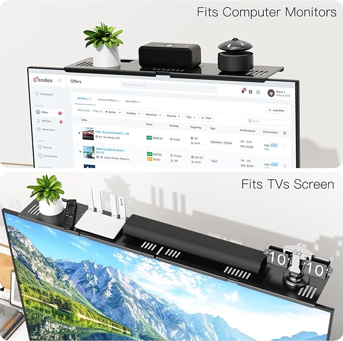 Soundbar Mount, No Drilling Steel TV Top Shelf Fits Most of Sound Bars Up to 15 Lbs, Universal Sound Bar TV Mount Bracket, Sound Bar Stand Compatible with Samsung, Sony, LG,Bose, 33.8x4.7inch