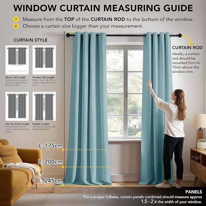 Deconovo Blackout Curtains for Bedroom and Living Room 72 Inches Long | Black - Image 7
