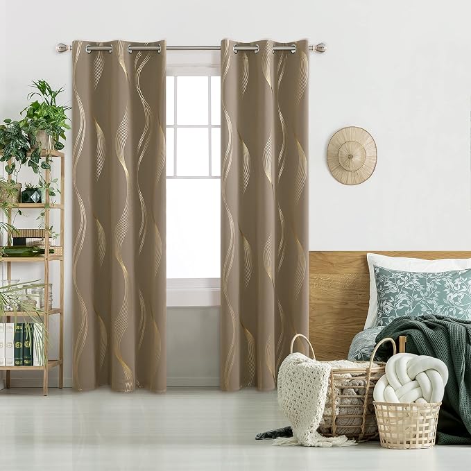 Deconovo Curtains for Living Room, Pattern Blackout Curtains 90 Inches Long | by Unknown