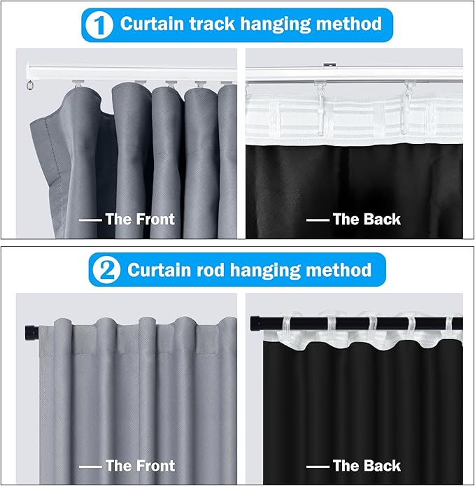 Room Divider Curtains Total Blackout Privacy Curtain Panel Room Thermal Insulated Noise Reduction Curtains for Bedroom Window Living Room Ceiling Track Curtain W 10 ft × H 8 ft Grey