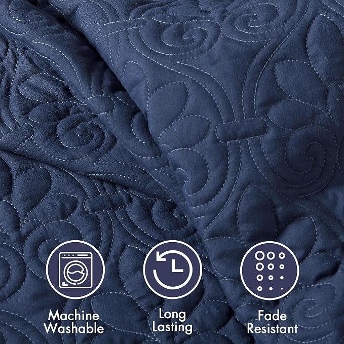 Madison Park Classic Traditional Damask Quilted Bedspread Set, All Season - Image 6