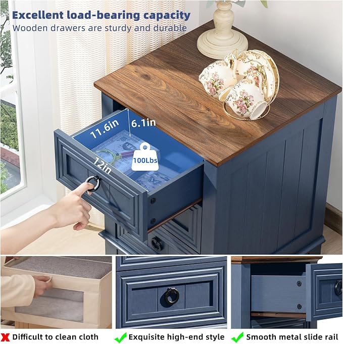 Joaxswe Farmhouse Nightstand Set 2 - Image 4