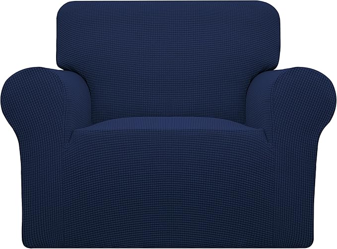 Easy-Going Stretch Oversized Chair Sofa Slipcover 1-Piece Couch Sofa Cover Furniture Protector Soft with Elastic Bottom for Kids Spandex Jacquard Fabric Small Checks Navy