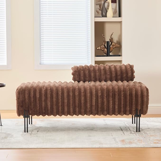 KEIKI 49.6" Upholstered Sofa End of Bed Bench Ottoman Footrest, Mini Loveseat - Image 6